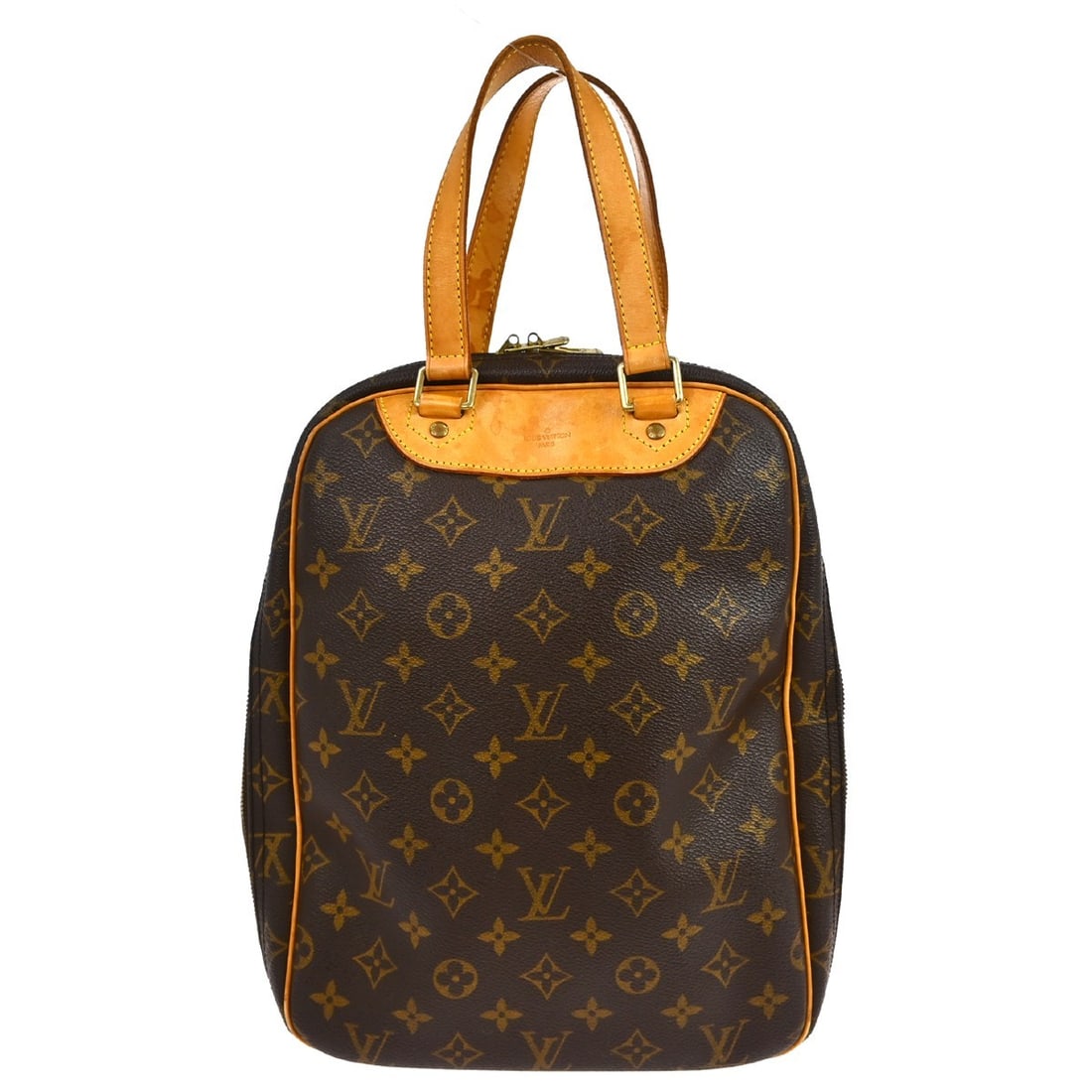 Louis Vuitton Excursion Monogram Canvas Shoe Bag M41450: Louis Vuitton Excursion Monogram Canvas Shoe Bag M41450 Louis Vuitton Monogram Excursion hand tote bag in brown Monogram Canvas and leather, made in France. It features a zipper closure, double handle