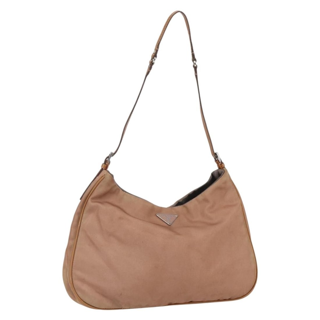 PRADA Beige Gold Nylon Shoulder Bag with Guarantee Card Mirror (1 of 18)