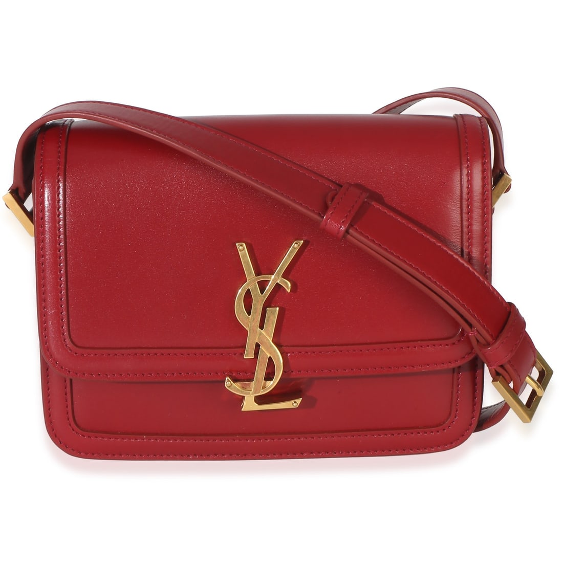 Saint Laurent Small Solferino Satchel Red Leather Crossbody Bag: Saint Laurent Small Solferino Satchel Red Leather Crossbody Bag Pre-owned Small Solferino satchel in red smooth calfskin with the Monogram design. This unisex bag features a push-lock closure, leather