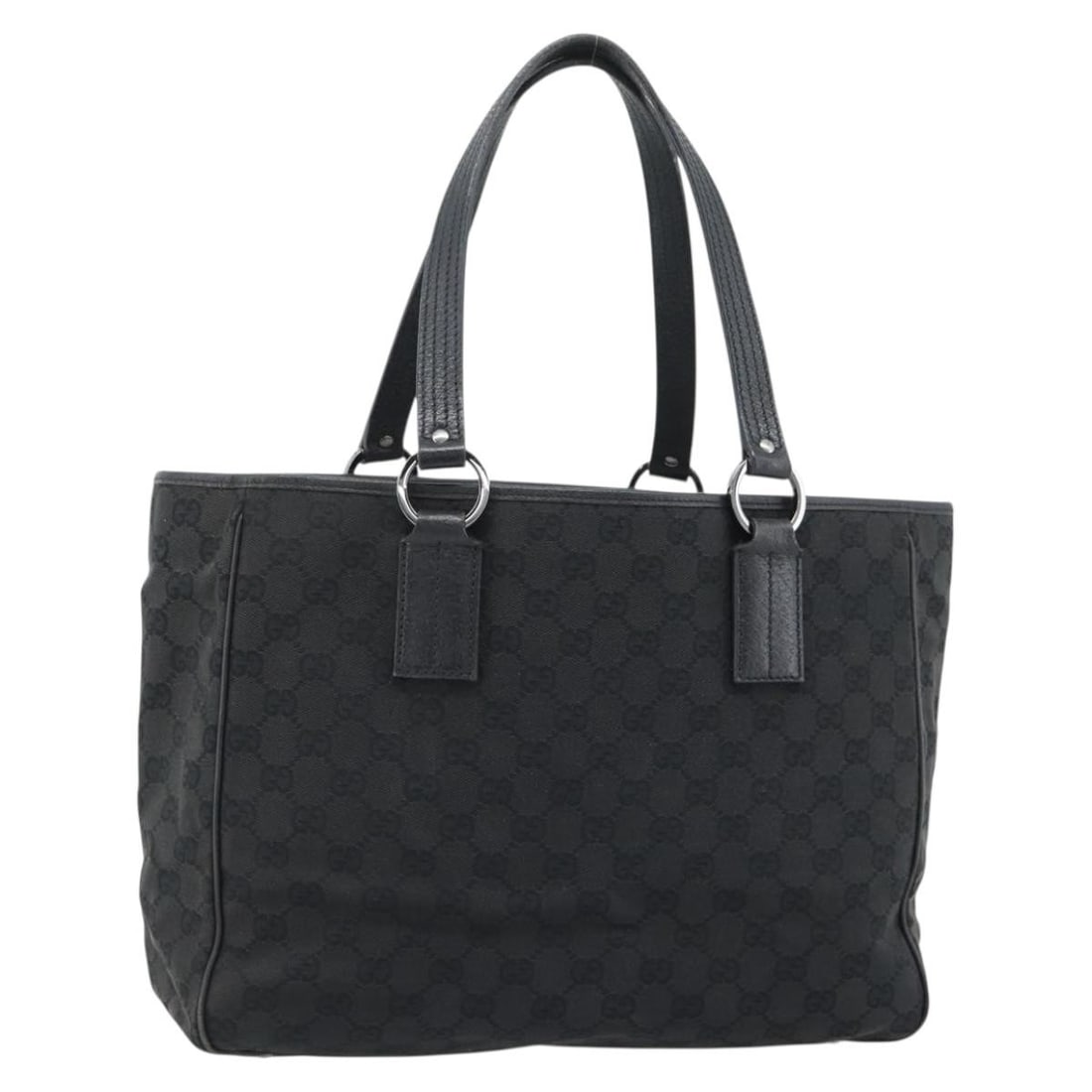 Gucci GG Canvas black silver handbag 113017 Italy: Gucci GG Canvas black silver handbag 113017 Italy This GUCCI GG Canvas Hand Bag features a black and silver color scheme and is crafted from GG Canvas material. Designed for women, it offers a spaciou