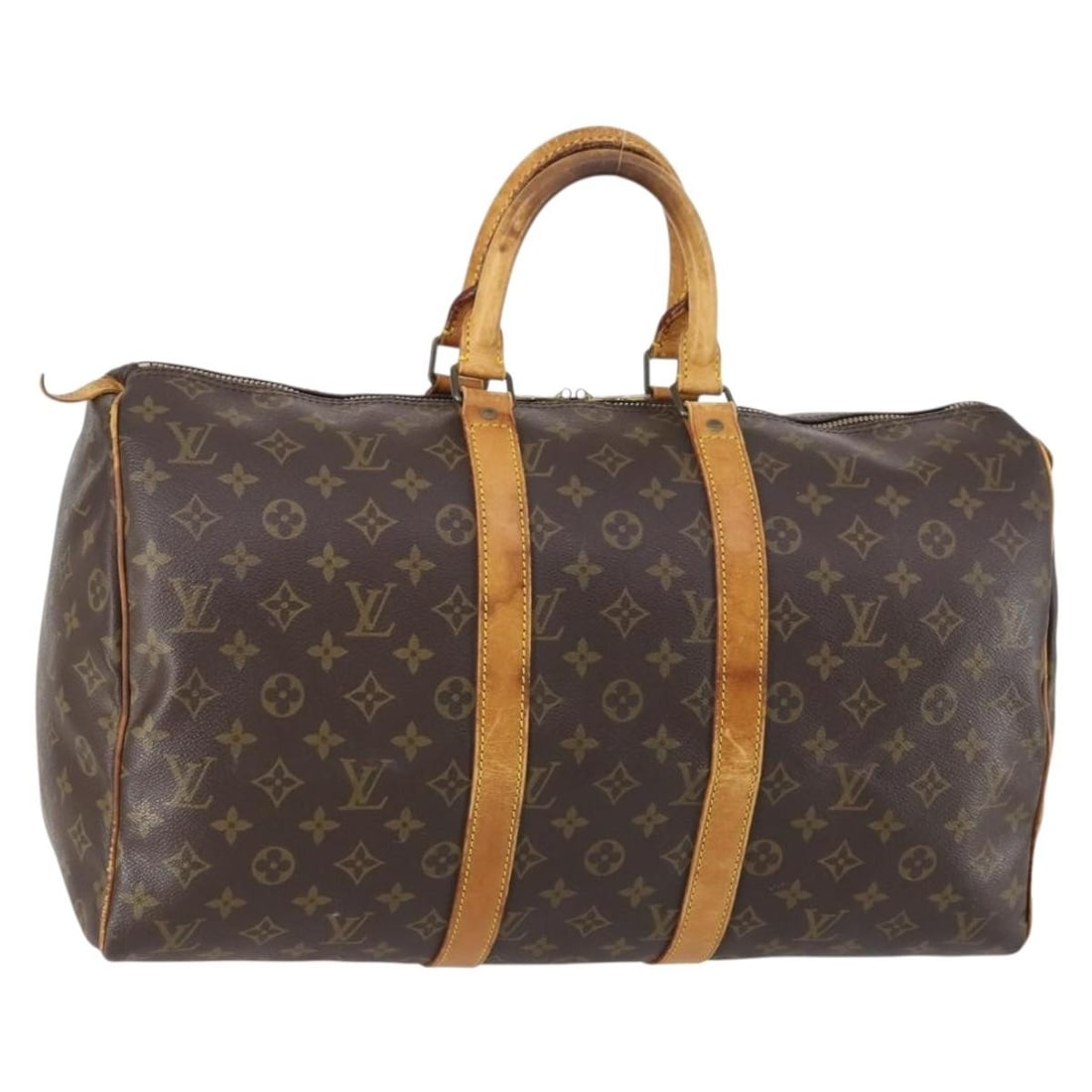 Louis Vuitton M41428 Keepall 45 Monogram Canvas Boston Bag: Louis Vuitton M41428 Keepall 45 Monogram Canvas Boston Bag Authentic Louis Vuitton Keepall 45 Boston bag in Monogram canvas, model M41428. Made in France, this women's travel bag is offered without th
