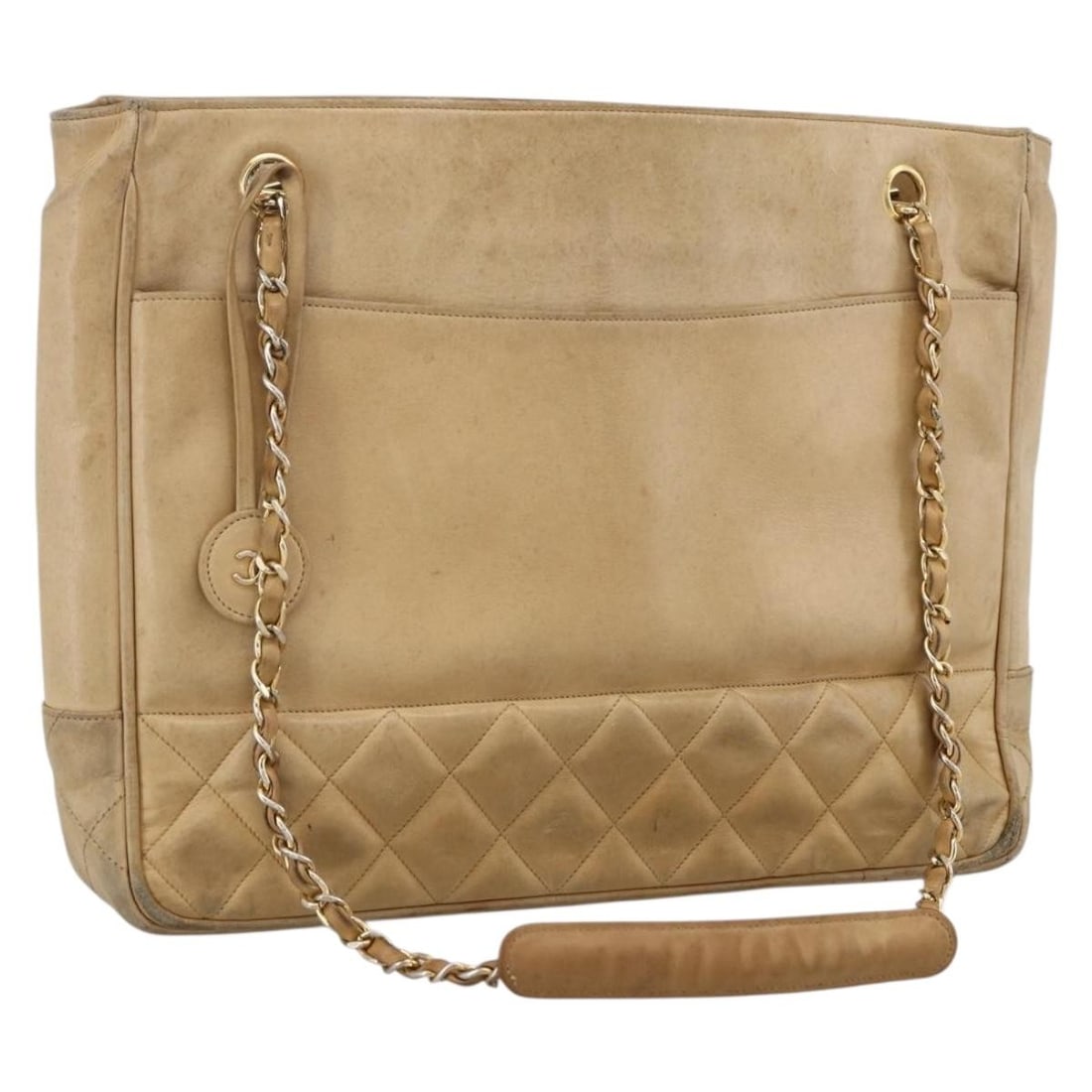 CHANEL CC Flap Shoulder Bag Beige Lambskin Gold Tone: CHANEL CC Flap Shoulder Bag Beige Lambskin Gold Tone CHANEL Matelasse chain shoulder bag in beige lamb skin with gold-tone CC detailing. This women's shoulder bag is made in Italy and includes only th