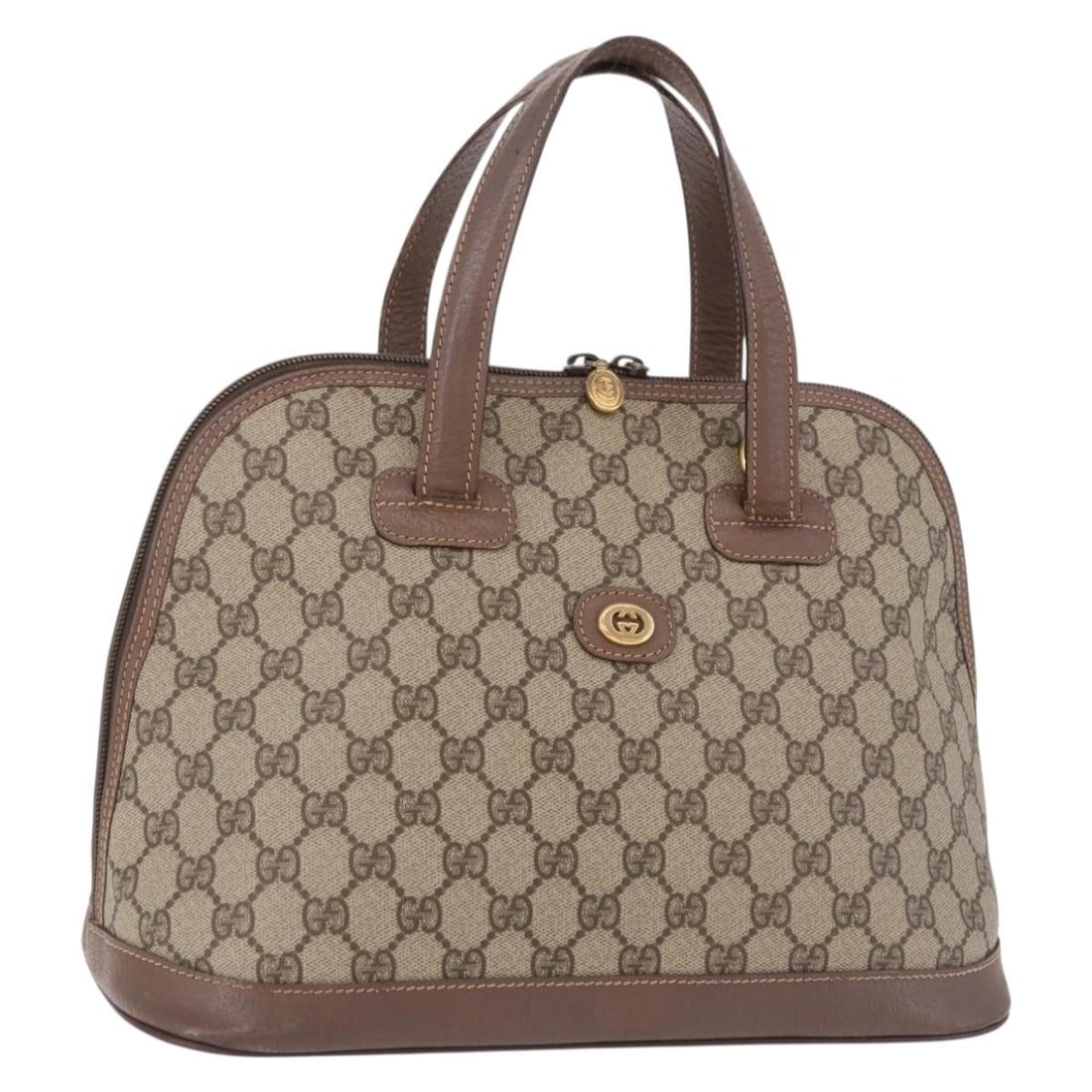 Gucci 000 46 6004 GG Supreme PVC Handbag Beige Gold: Gucci 000 46 6004 GG Supreme PVC Handbag Beige Gold Gucci GG Supreme hand bag in beige and gold, made from PVC leather and GG canvas. It is made in Italy and has a handle drop of approximately 11 cm (