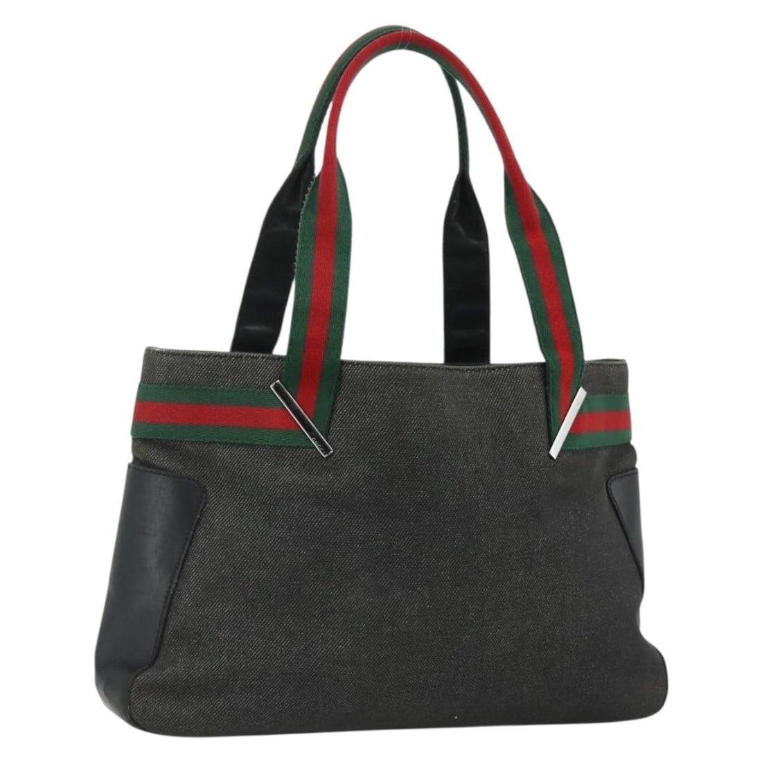 Gucci Sherry Line Canvas Tote 73983 Black Red Green: Gucci Sherry Line Canvas Tote 73983 Black Red Green This GUCCI Web Sherry Line tote bag features a classic black canvas exterior accented with the brand's signature red and green web detailing. Design