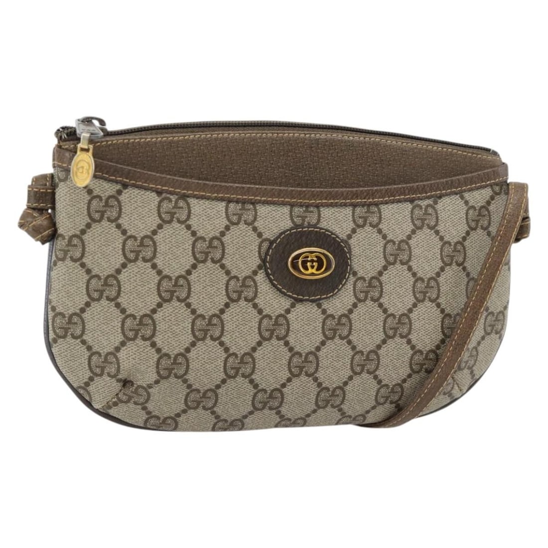 Gucci 904 02 020 GG Supreme PVC Leather Shoulder Bag Beige Gold: Gucci 904 02 020 GG Supreme PVC Leather Shoulder Bag Beige Gold A Gucci shoulder bag in Beige/Gold, crafted from PVC leather and GG canvas. Made in Italy, this bag measures approximately 22 cm wide by