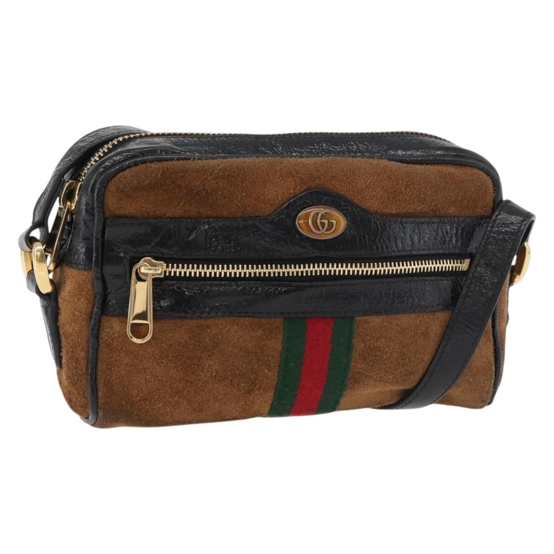 Gucci 573321 Sherry Line Suede Shoulder Bag Brown Gold: Gucci 573321 Sherry Line Suede Shoulder Bag Brown Gold Authentic Gucci Web Sherry Line shoulder bag in brown suede with gold-tone accents. Made in Italy, this women's bag includes only the item shown 