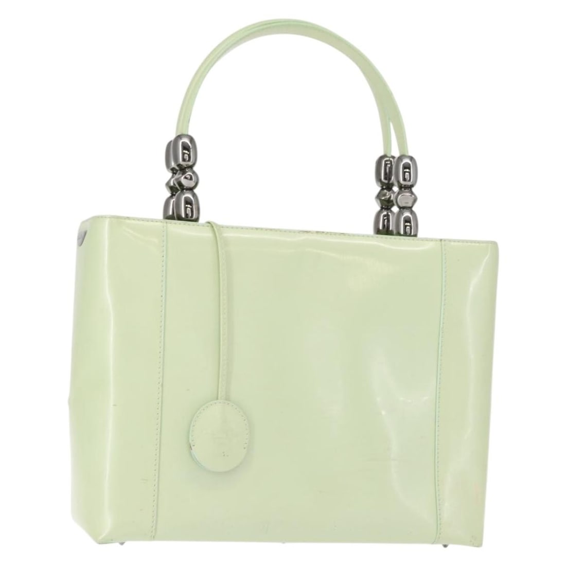 Christian Dior Maris Green Enamel Handbag with Key Auth 150745: Christian Dior Maris Green Enamel Handbag with Key Auth 150745 Introducing the Christian Dior Maris Pearl Hand Bag, a stylish and sophisticated accessory crafted in Italy. This elegant hand bag featur