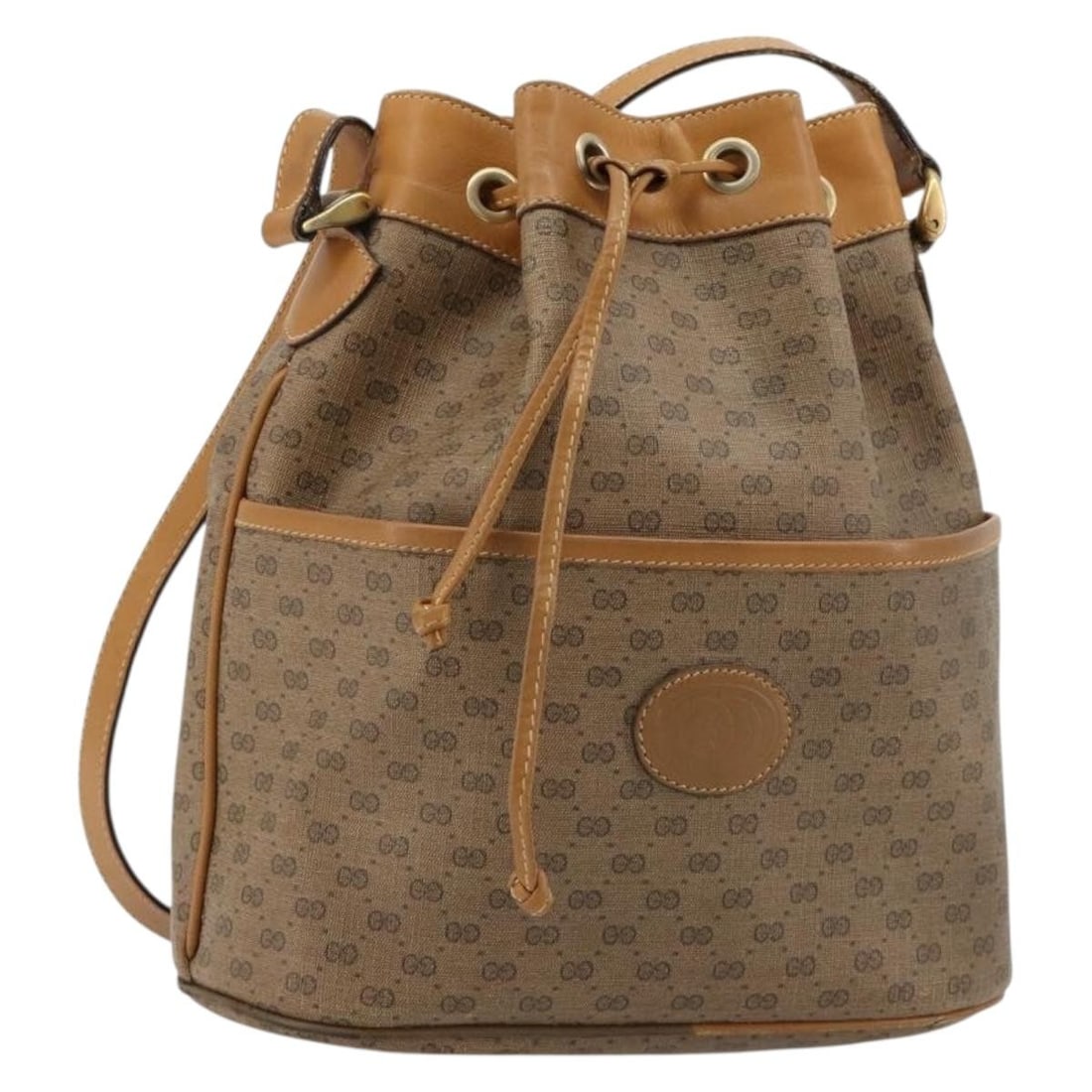 Gucci 001 904 0791 Micro GG Supreme PVC Shoulder Bag Beige Gold: Gucci 001 904 0791 Micro GG Supreme PVC Shoulder Bag Beige Gold A Gucci Micro GG Supreme shoulder bag in beige and gold, made from PVC leather and Micro Small GG canvas. It measures approximately 23 c
