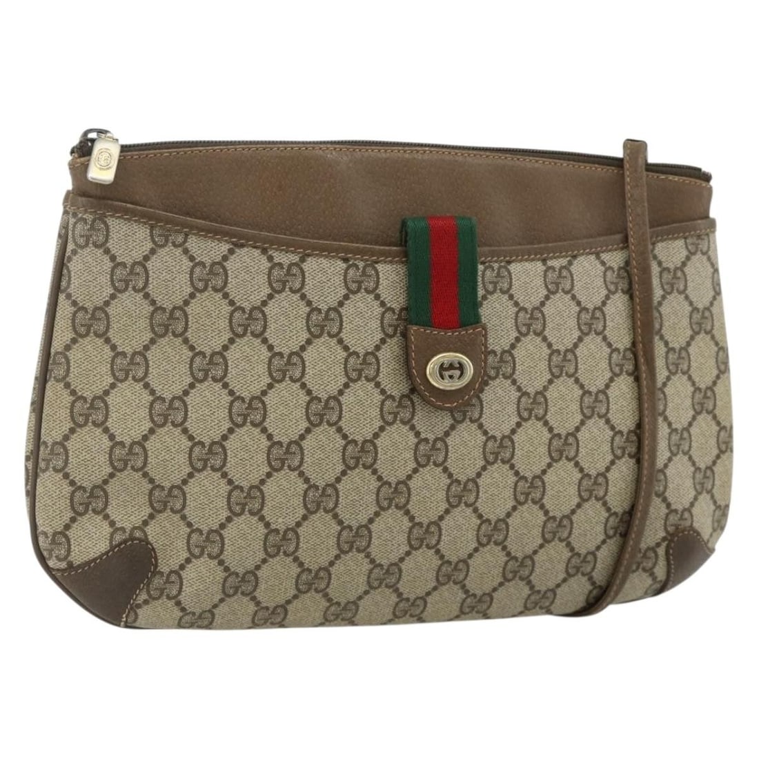Gucci Sherry Line GG Supreme beige red shoulder bag: Gucci Sherry Line GG Supreme beige red shoulder bag This GUCCI GG Supreme Web Sherry Line shoulder bag features a beige and red color scheme and is crafted from PVC leather and GG canvas. Made in Ital