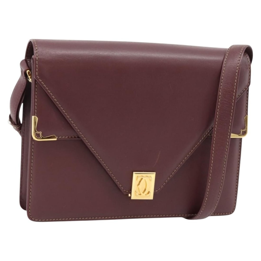 Cartier Must Line Leather Shoulder Bag Bordeaux Gold Tone Dust Bag (1 of 18)