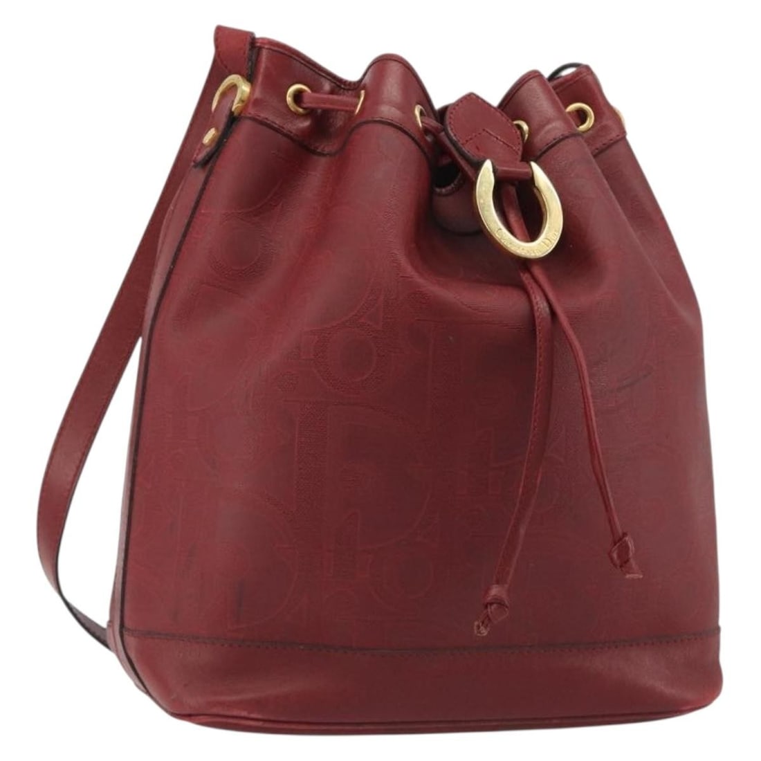 Christian Dior Trotter Red and Gold PVC Leather Shoulder Bag: Christian Dior Trotter Red and Gold PVC Leather Shoulder Bag Christian Dior Trotter canvas shoulder bag in red and gold with PVC leather trim, made in France. This women's shoulder bag is offered with
