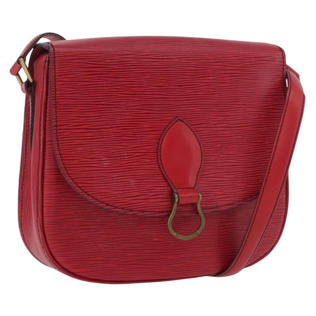 Louis Vuitton M52197 Saint Cloud GM Red Epi Leather Shoulder Bag: Louis Vuitton M52197 Saint Cloud GM Red Epi Leather Shoulder Bag Louis Vuitton Saint Cloud GM shoulder bag in red Epi leather. This women's bag is a heavily used piece with visible wear throughout, in