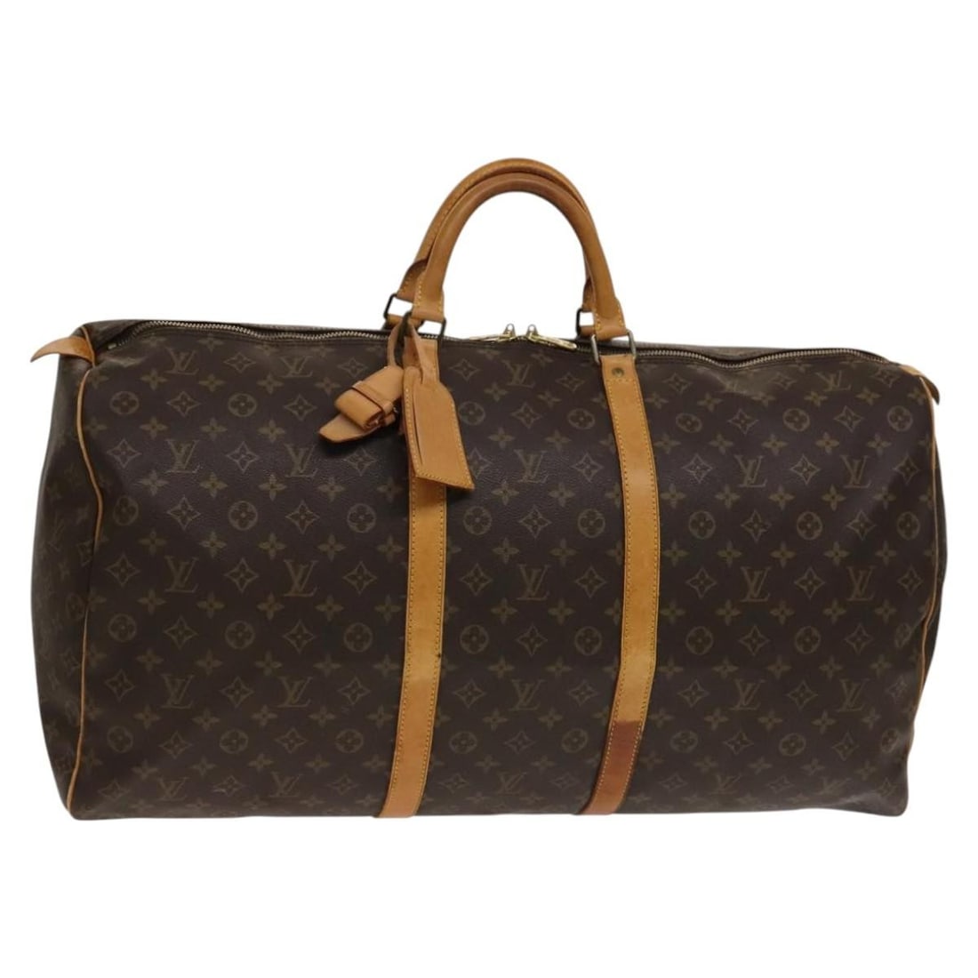 Louis Vuitton M41422 Keepall 60 Monogram Canvas Boston Bag: Louis Vuitton M41422 Keepall 60 Monogram Canvas Boston Bag Louis Vuitton Keepall 60 Boston Bag in Monogram canvas, made in France. It comes with a name tag and powanie accessory. The bag is identified