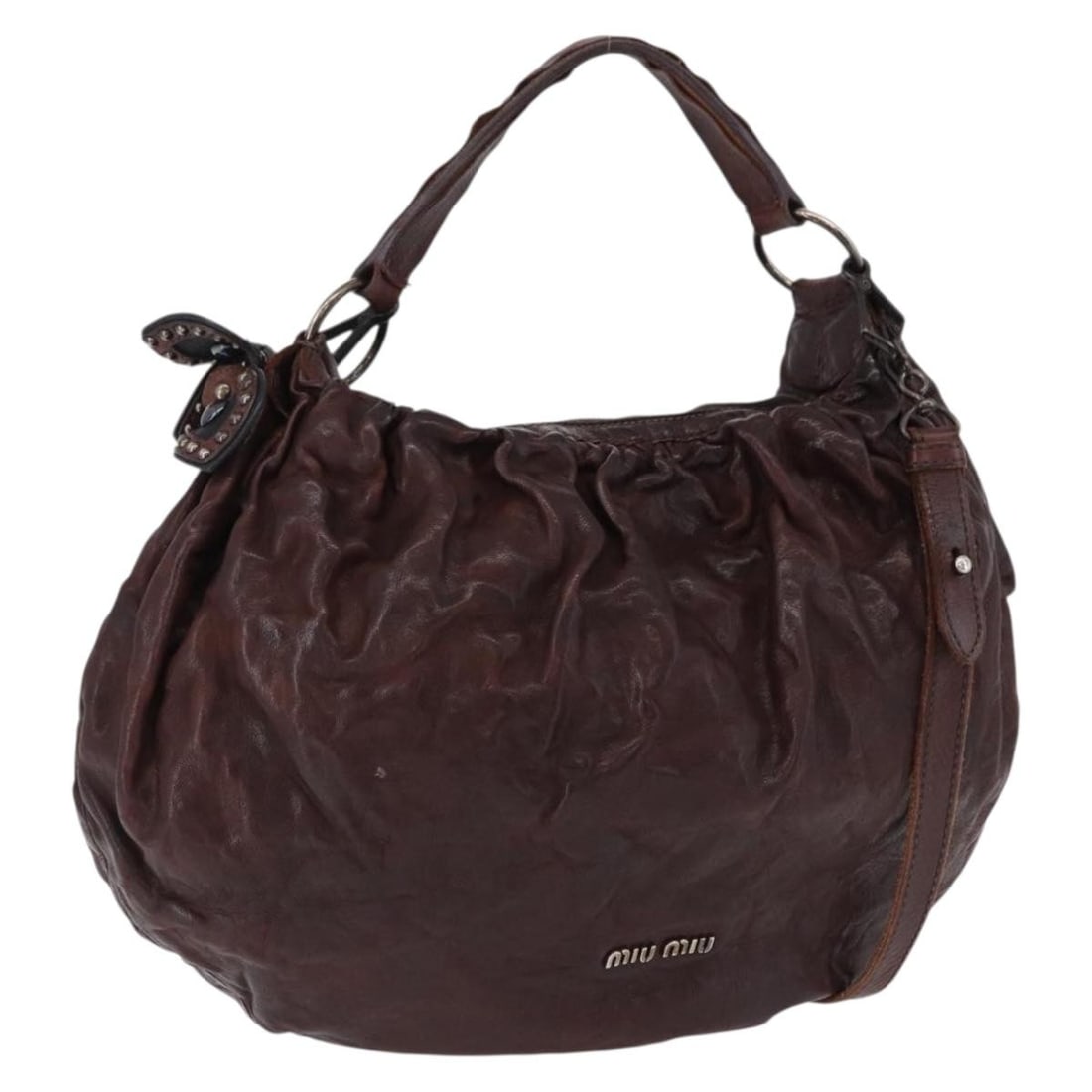 Miu Miu Brown Leather 2way Shoulder Bag with Strap: Miu Miu Brown Leather 2way Shoulder Bag with Strap Miu Miu shoulder bag in brown leather, made in Italy. This 2-way style comes with a shoulder strap and features both shoulder and handle carry option