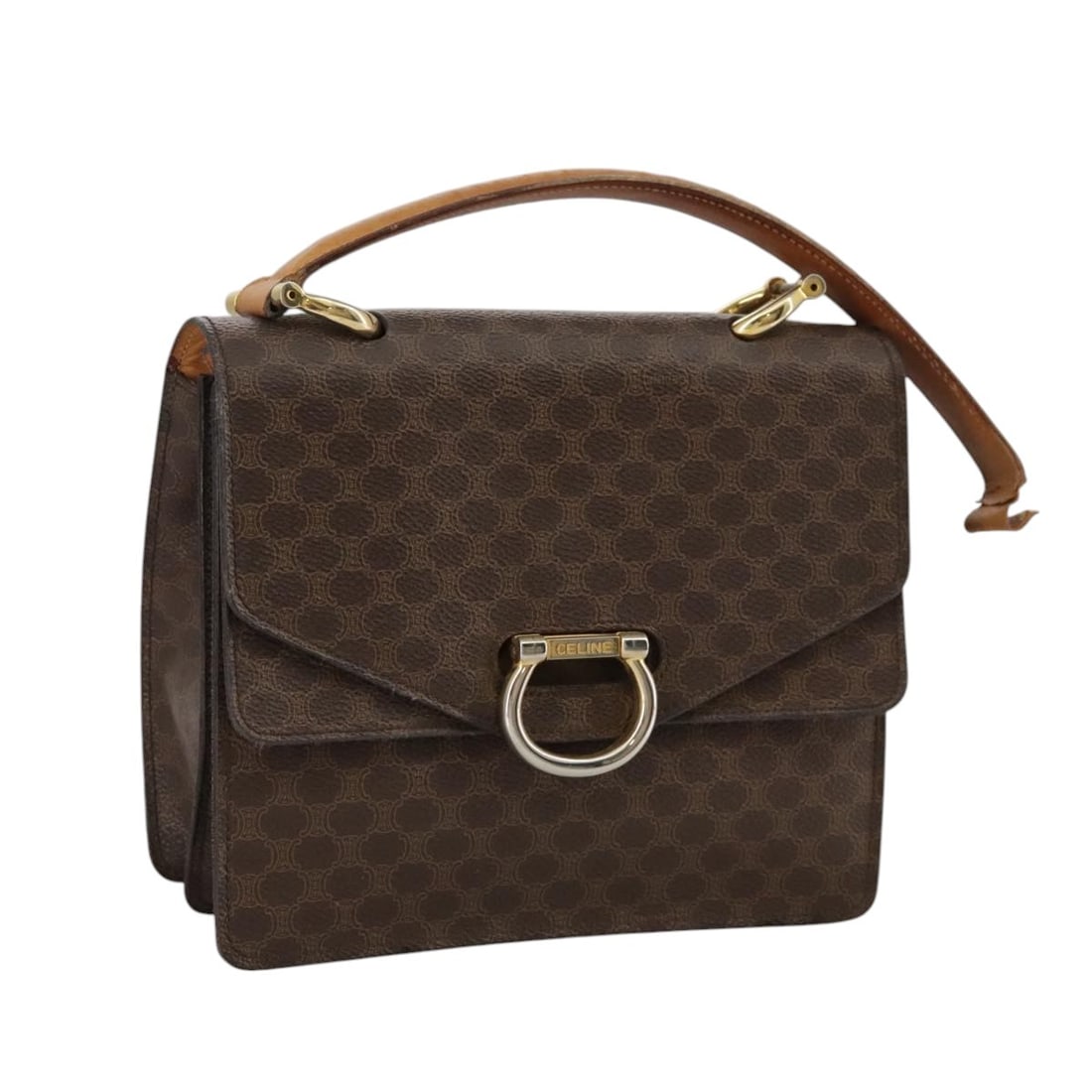 CELINE Macadam Pattern Brown PVC Leather Women's Handbag from Italy: CELINE Macadam Pattern Brown PVC Leather Women's Handbag from Italy This CELINE Macadam Canvas handbag features a brown PVC leather exterior with the signature Macadam pattern. Designed for women, it 