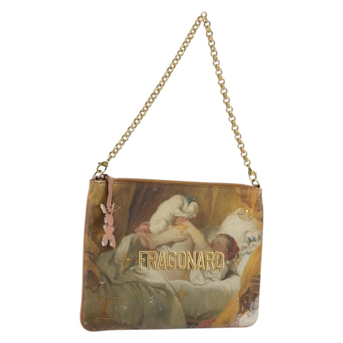 Louis Vuitton Fragonard Pochette Plat Shoulder Bag M64702 Beige Pink: Louis Vuitton Fragonard Pochette Plat Shoulder Bag M64702 Beige Pink Louis Vuitton Masters Collection Pochette Plat Fragonard bag in beige/pink PVC leather, presented as a shoulder bag. Made in France