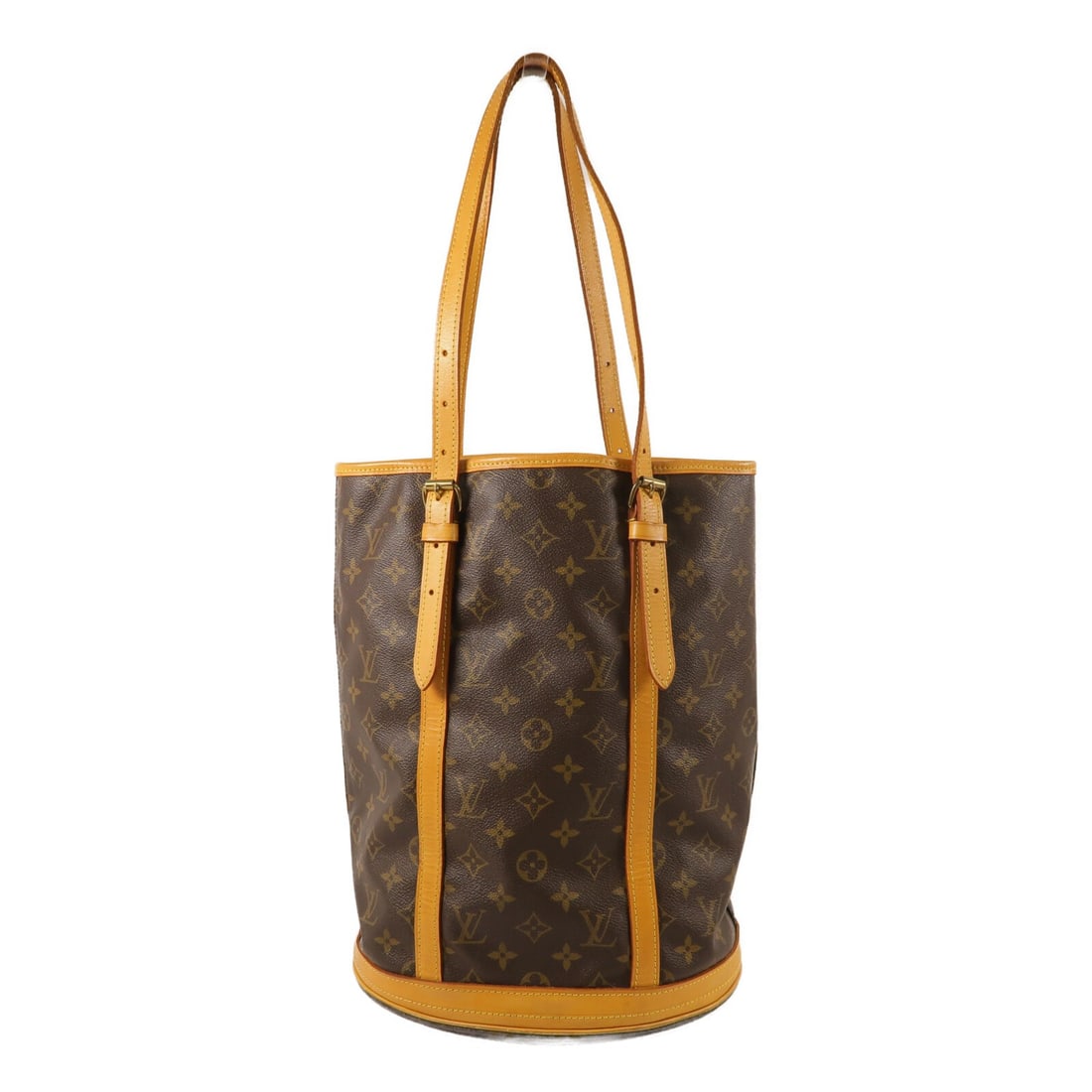 Louis Vuitton M42236 Bucket GM Monogram Shoulder Tote: Louis Vuitton M42236 Bucket GM Monogram Shoulder Tote Louis Vuitton LV Bucket GM shoulder tote bag, model M42236, in brown monogram x PVC coated canvas. It features one open inside pocket and one insi