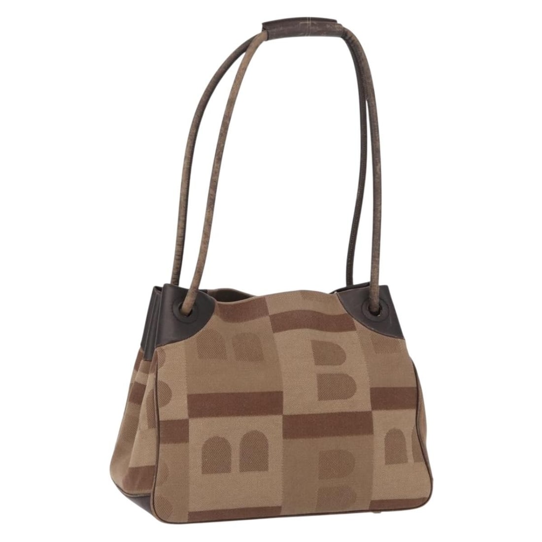 BALLY Beige Canvas Shoulder Bag with Gold Accents and Pouch: BALLY Beige Canvas Shoulder Bag with Gold Accents and Pouch This BALLY shoulder bag features a beige and gold canvas exterior with a practical shoulder strap. Made in Italy, the bag includes an access