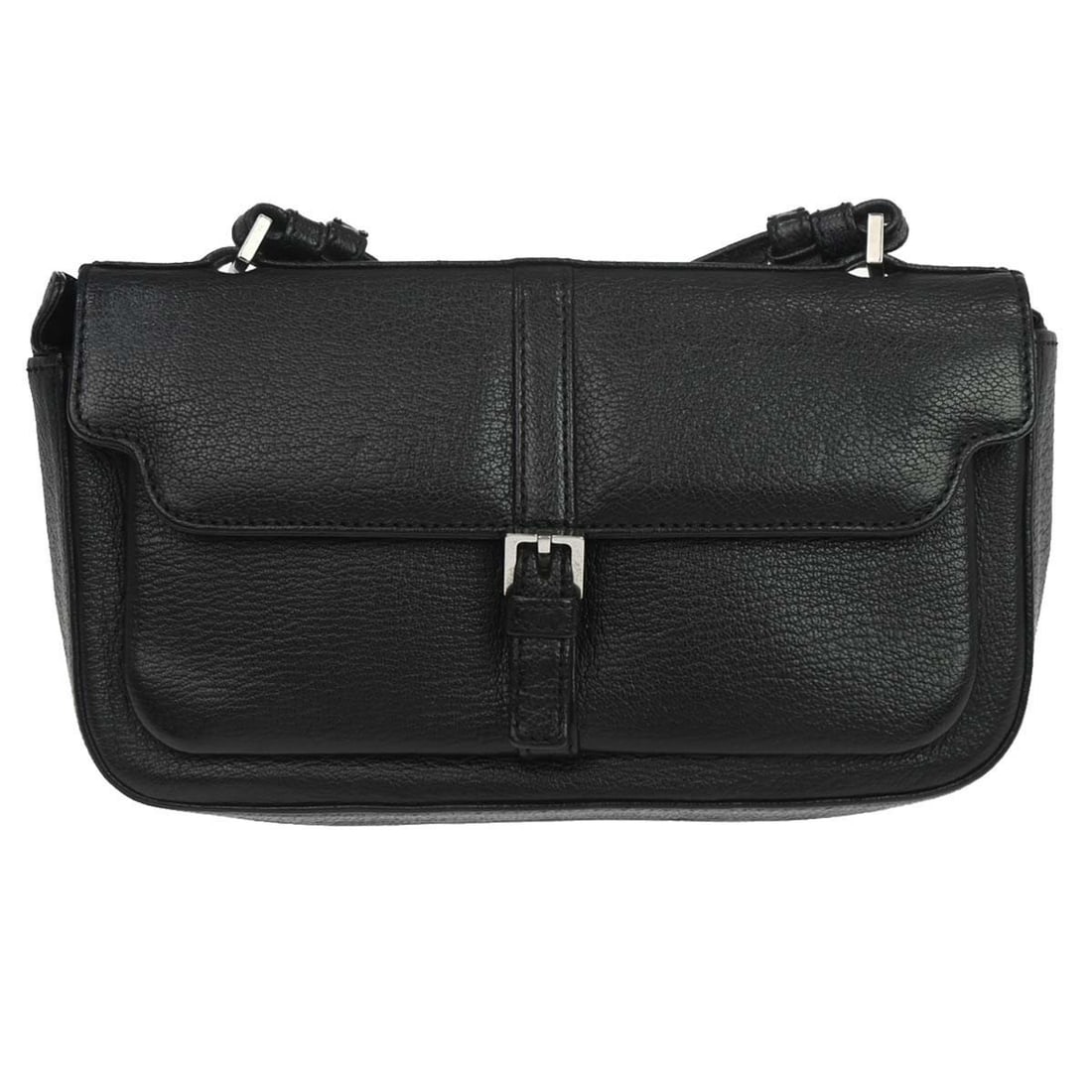CELINE MC00 3 black leather shoulder bag Italy: CELINE MC00 3 black leather shoulder bag Italy Vintage Celine shoulder bag in black leather with logo accent and a medium-size silhouette. Made in Italy, this casual shoulder bag features one interior