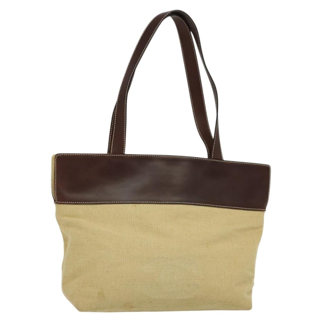 CHANEL Beige Canvas Tote Bag with Leather Trim Italy: CHANEL Beige Canvas Tote Bag with Leather Trim Italy Beige CHANEL tote bag made of canvas with leather details, made in Italy. It measures approximately W32 cm x H29 cm x D12 cm, with a handle drop of