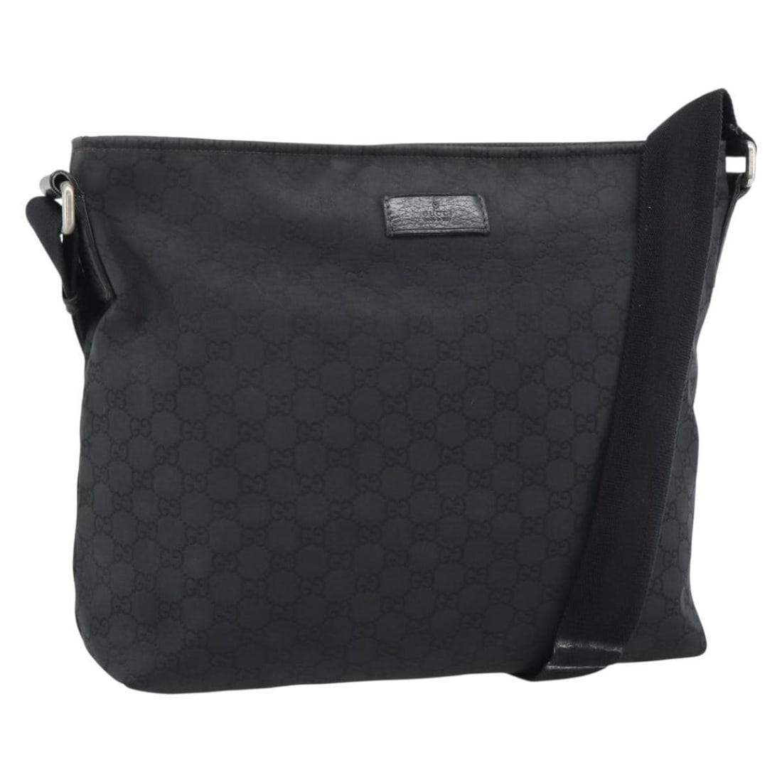 Gucci 339569 Women's Black GG Canvas Shoulder Bag Silver Tone: Gucci 339569 Women's Black GG Canvas Shoulder Bag Silver Tone Gucci shoulder bag in black and silver GG canvas, made in Italy. This women's bag features an adjustable shoulder strap and a roomy everyd