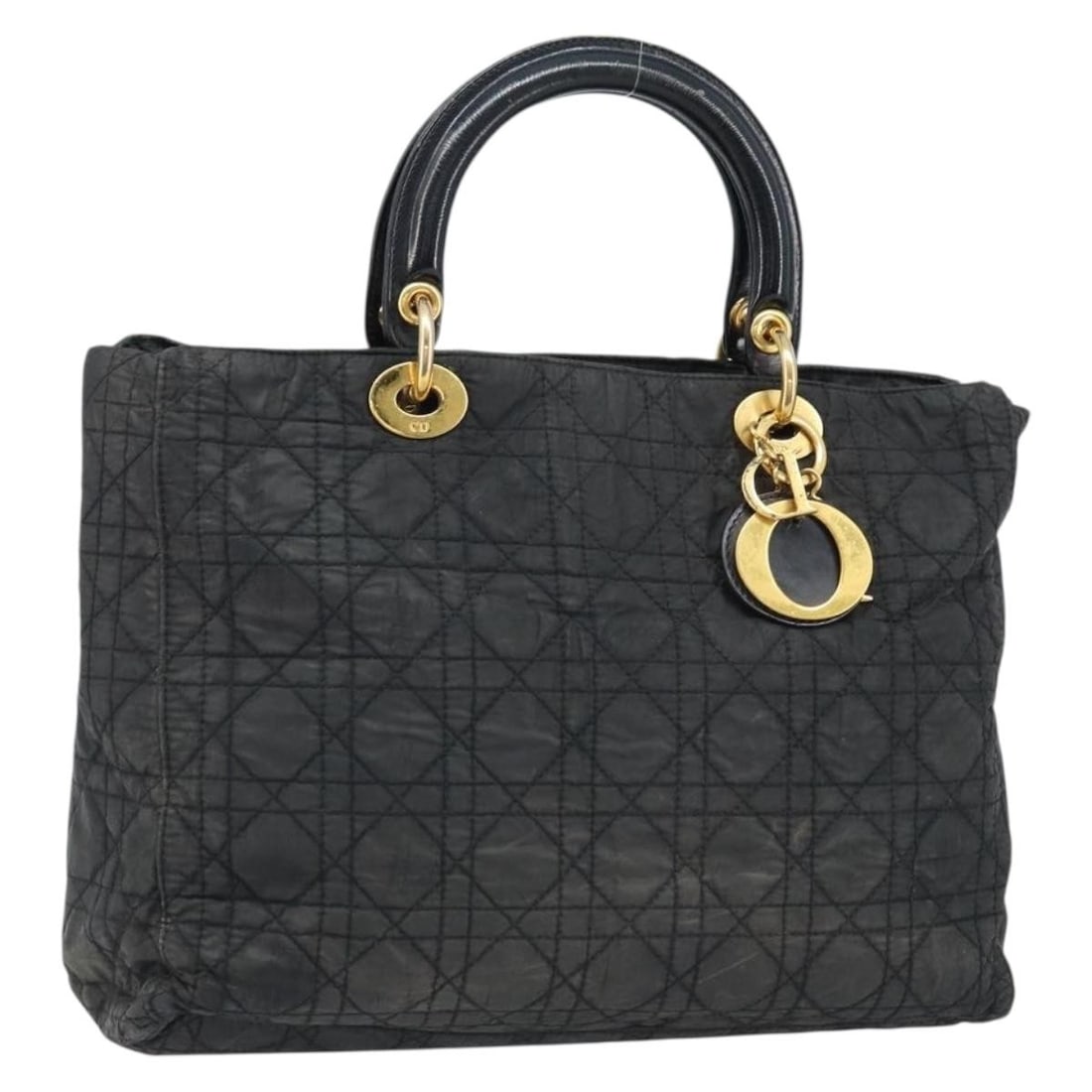 Christian Dior Lady Dior Pink Nylon Hand Bag with Charm: Christian Dior Lady Dior Pink Nylon Hand Bag with Charm Christian Dior Lady Dior hand bag in pink and gold nylon, made in Italy. It comes with a charm accessory and has a structured size of approximat