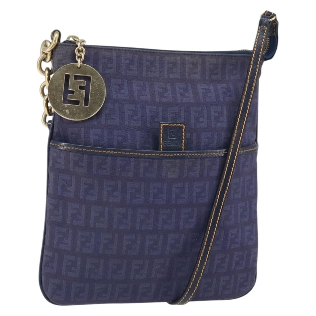 Fendi Zucchino Canvas Navy and Gold Women's Shoulder Bag Italy: Fendi Zucchino Canvas Navy and Gold Women's Shoulder Bag Italy This FENDI Zucchino Canvas Shoulder Bag features a classic navy and gold color combination and is crafted from signature Zucchino canvas.