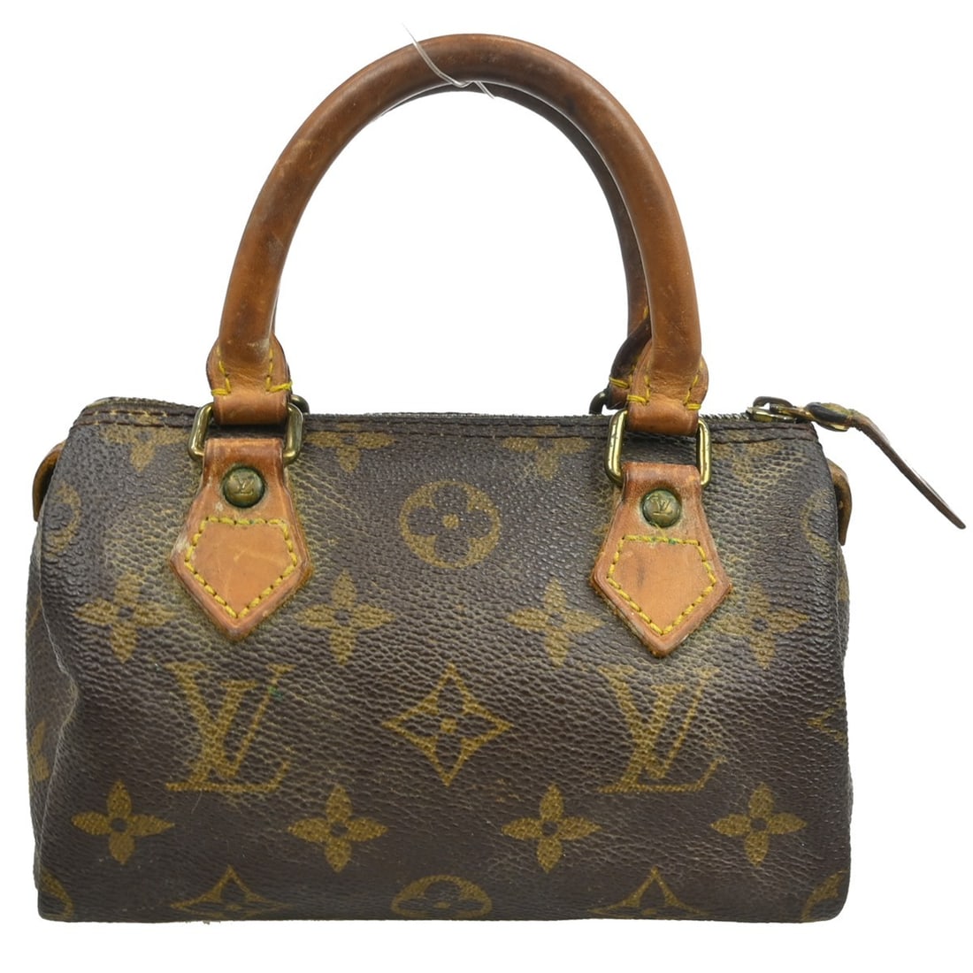 Louis Vuitton Speedy Mini Monogram Canvas Handbag M41534: Louis Vuitton Speedy Mini Monogram Canvas Handbag M41534 Vintage Louis Vuitton Mini Speedy handbag in brown Monogram canvas with leather trim. This women's handbag features a zip closure and top handl