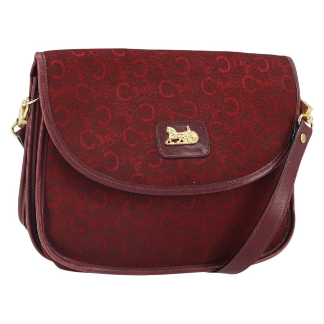 CELINE C Sulky Red Canvas Leather Shoulder Bag: CELINE C Sulky Red Canvas Leather Shoulder Bag Celine C Sulky shoulder bag in red canvas with leather trim and gold-tone accents. Made in Italy, this women's shoulder bag includes only the item shown 
