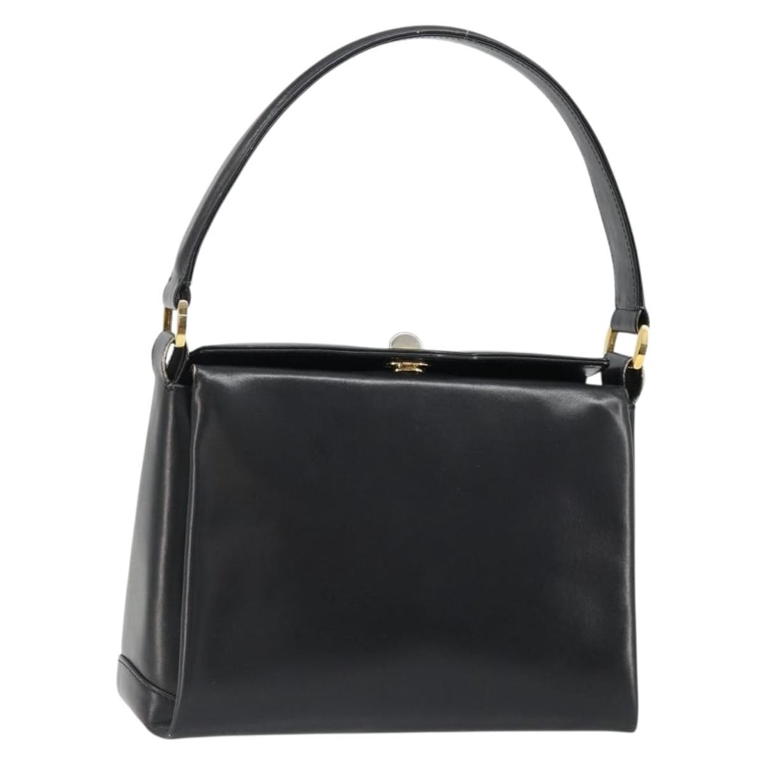 Gucci Leather Shoulder Bag Black with Gold Tone Hardware: Gucci Leather Shoulder Bag Black with Gold Tone Hardware Black and gold leather shoulder bag from Italy, presented in heavily used condition. The bag has a shoulder strap and includes only the item sh