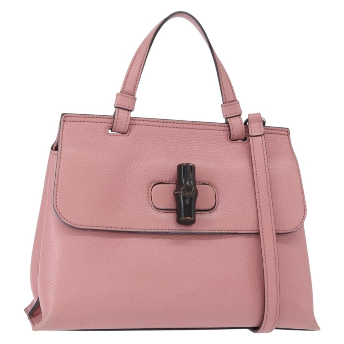 GUCCI Bamboo Daily Hand Bag Leather Pink Silver 370831 Auth: GUCCI Bamboo Daily Hand Bag Leather Pink Silver 370831 Auth Introducing the GUCCI Bamboo Daily Hand Bag, a luxurious accessory crafted from high-quality leather. This stylish hand bag features a chic 