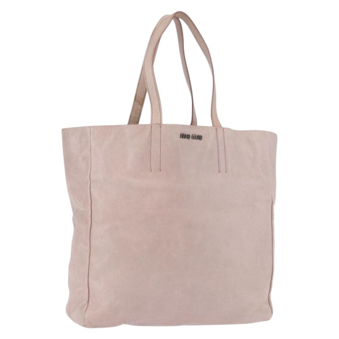 Miu Miu Pink Silver Leather Handbag Auth 190473A: Miu Miu Pink Silver Leather Handbag Auth 190473A Miu Miu leather hand bag in pink and silver, made in Italy. Designed for women, this bag measures approximately 35 cm wide, 33 cm high, and 12 cm deep,