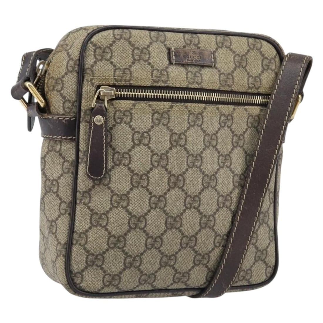 Gucci GG Supreme Beige PVC Shoulder Bag 233268 Gold Hardware: Gucci GG Supreme Beige PVC Shoulder Bag 233268 Gold Hardware This Gucci GG Supreme shoulder bag is crafted from beige and gold PVC leather with GG canvas accents. Designed for women, it features an ad
