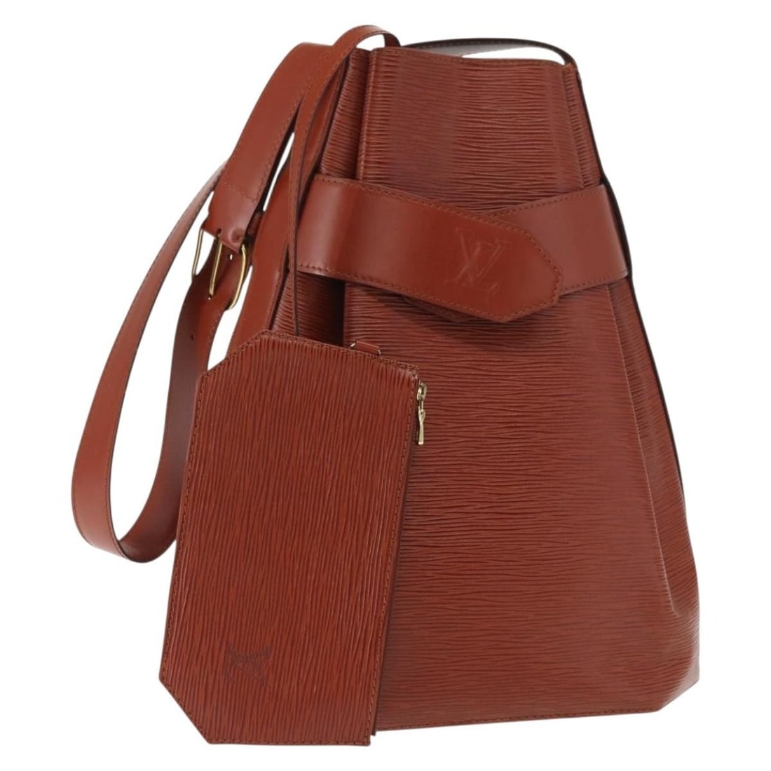 Louis Vuitton Epi Leather Sac Depaule GM Brown Shoulder Bag M80193 France: Louis Vuitton Epi Leather Sac Depaule GM Brown Shoulder Bag M80193 France This Louis Vuitton Epi Sac Depaule GM shoulder bag features brown Epi leather with a structured silhouette. The bag includes a