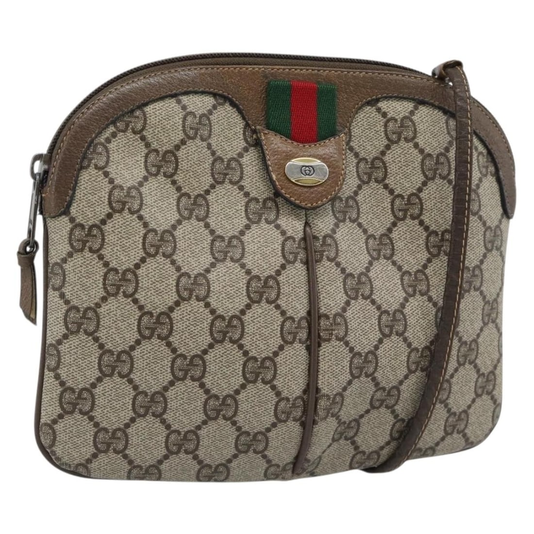 GUCCI 904 02 047 Sherry Line Beige GG Supreme Shoulder Bag: GUCCI 904 02 047 Sherry Line Beige GG Supreme Shoulder Bag Gucci Sherry Line shoulder bag in beige PVC leather and GG canvas, made in Italy. The bag measures approximately 21 cm wide by 18 cm high, wi