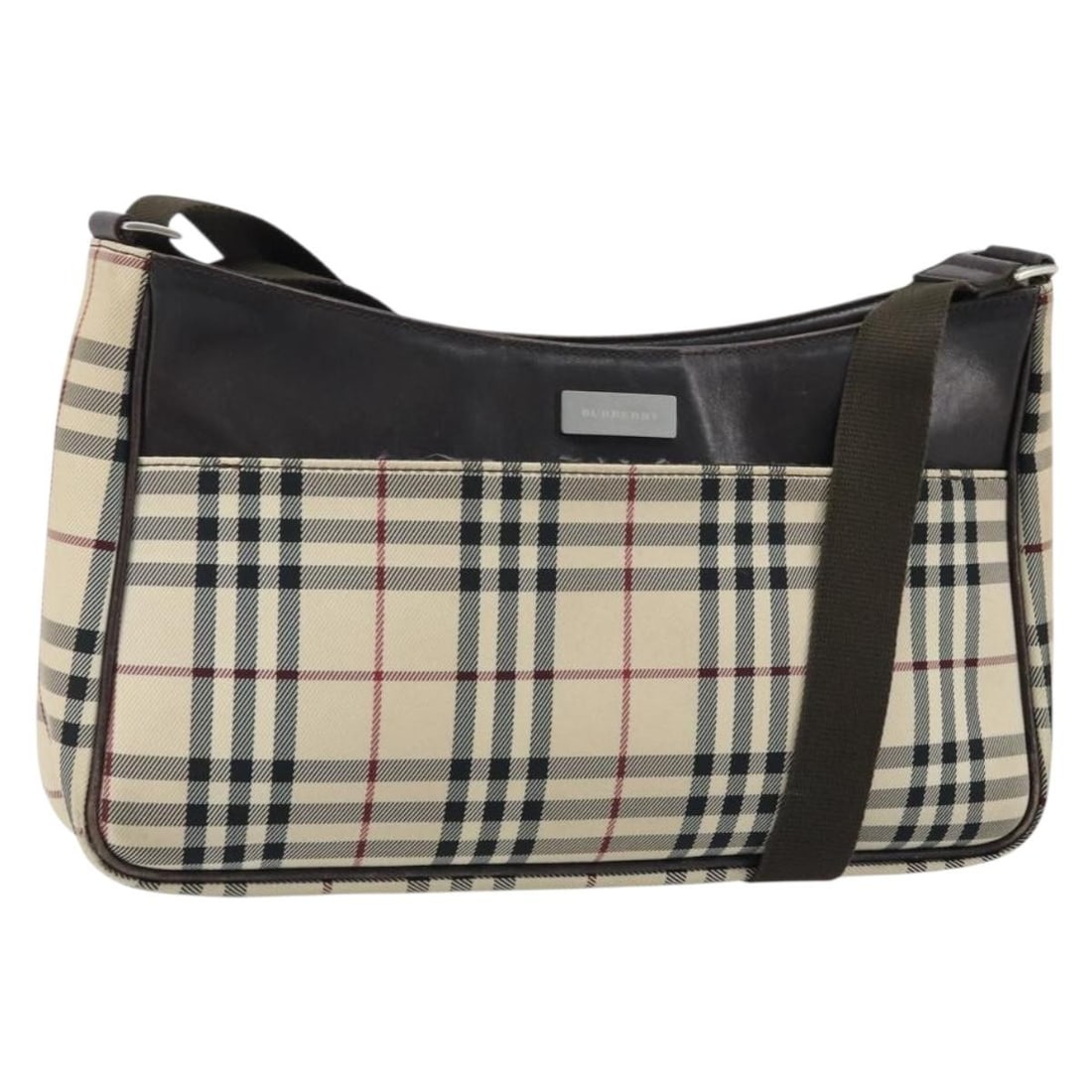 Burberry Nova Check beige silver canvas shoulder bag: Burberry Nova Check beige silver canvas shoulder bag This BURBERRY Nova Check shoulder bag features a classic beige and silver canvas exterior with the iconic Nova Check pattern. Designed for women, i