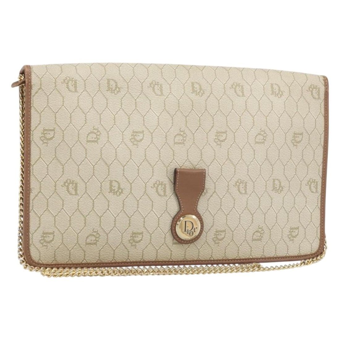 Christian Dior Honeycomb Canvas Shoulder Bag Beige Gold Chain Strap: Christian Dior Honeycomb Canvas Shoulder Bag Beige Gold Chain Strap Christian Dior shoulder bag in beige and gold, made from PVC leather and honeycomb canvas. It features a shoulder strap and was made