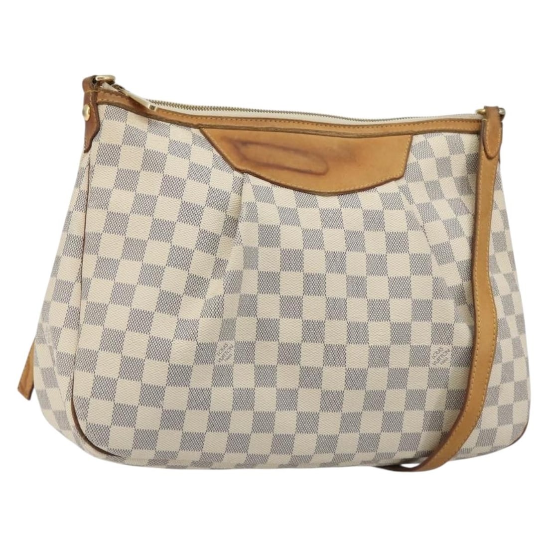 Louis Vuitton N41113 Siracusa PM Damier Azur Shoulder Bag: Louis Vuitton N41113 Siracusa PM Damier Azur Shoulder Bag Louis Vuitton Damier Azur Siracusa PM shoulder bag in Damier Azur canvas, made in France. This women's shoulder bag features a strap drop of a