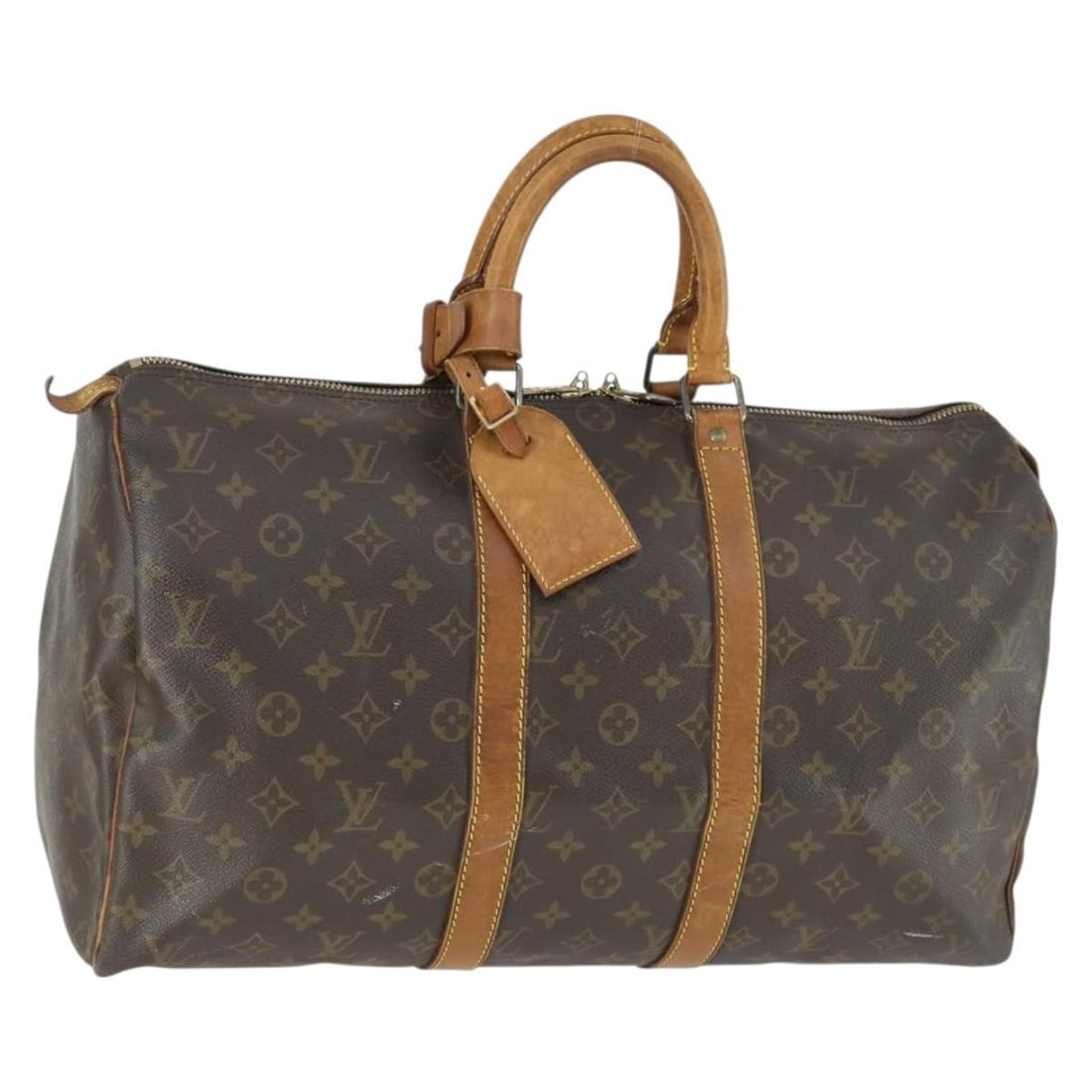 Louis Vuitton M41428 Keepall 45 Monogram Canvas Boston Bag: Louis Vuitton M41428 Keepall 45 Monogram Canvas Boston Bag Louis Vuitton Keepall 45 Boston Bag in Monogram Canvas, made in France. This bag features the classic Monogram pattern and comes with a name 