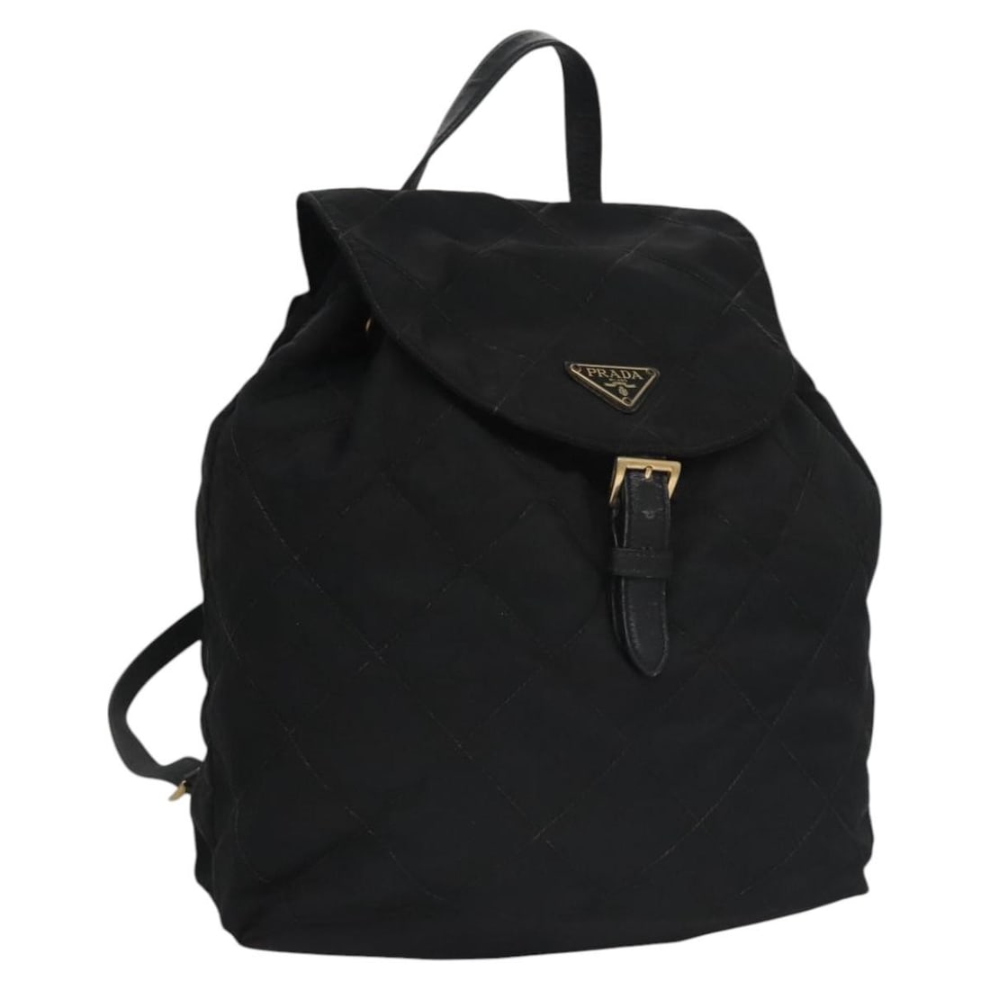Black Nylon Prada Women's Backpack with Guarantee Card: Black Nylon Prada Women's Backpack with Guarantee Card This PRADA women's backpack is crafted from black nylon and features a practical design with ample storage space. The bag measures approximately 