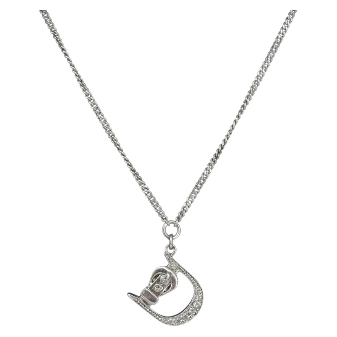 Christian Dior silver tone metal necklace 45cm: Christian Dior silver tone metal necklace 45cm Christian Dior women's necklace in silver-tone metal. This pre-owned piece shows visible surface scratches consistent with heavy use. Only the item shown