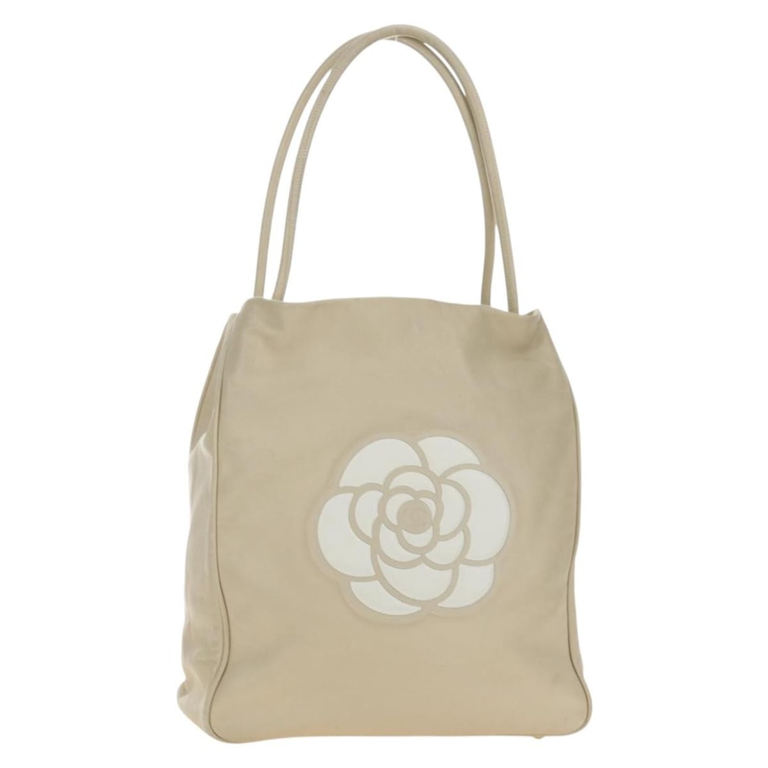 Chanel CC Beige Lamb Skin Tote Bag Gold Tone: Chanel CC Beige Lamb Skin Tote Bag Gold Tone A CHANEL tote bag in beige and gold lamb skin, made in France. The bag measures approximately W29 cm x H33 cm x D11 cm, with a handle drop of about 25 cm. 