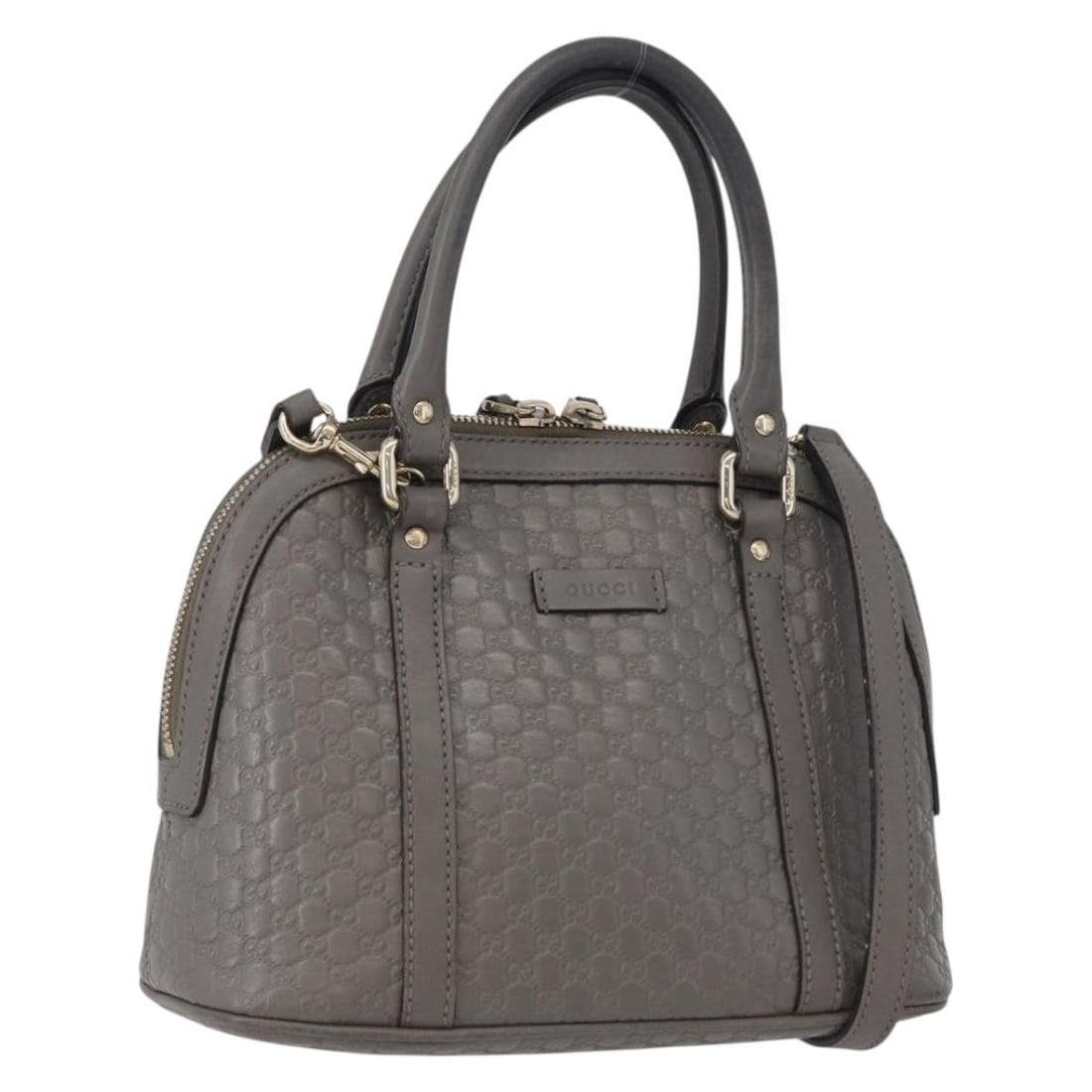 GUCCI 449654 2way handbag gray leather Micro GG canvas with strap: GUCCI 449654 2way handbag gray leather Micro GG canvas with strap Gucci 2-way handbag in gray Micro GG canvas with leather trim and gold-tone accents. Made in Italy, this women's bag includes a should