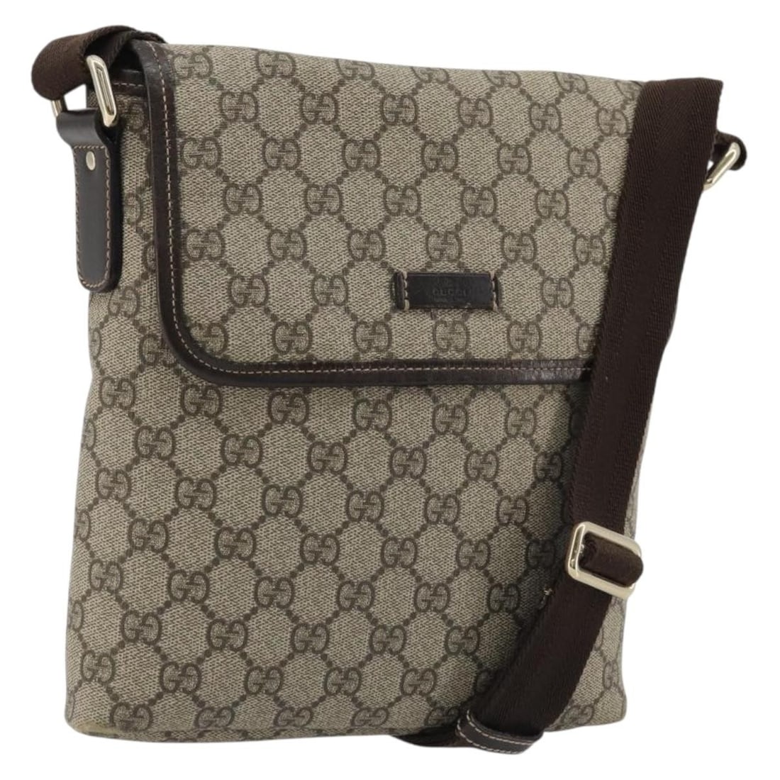 Gucci 175441 GG Supreme PVC Leather Shoulder Bag Beige Gold: Gucci 175441 GG Supreme PVC Leather Shoulder Bag Beige Gold Gucci shoulder bag in beige and gold, made from PVC leather and GG canvas. It features a shoulder strap with an approximate drop of 35 to 62