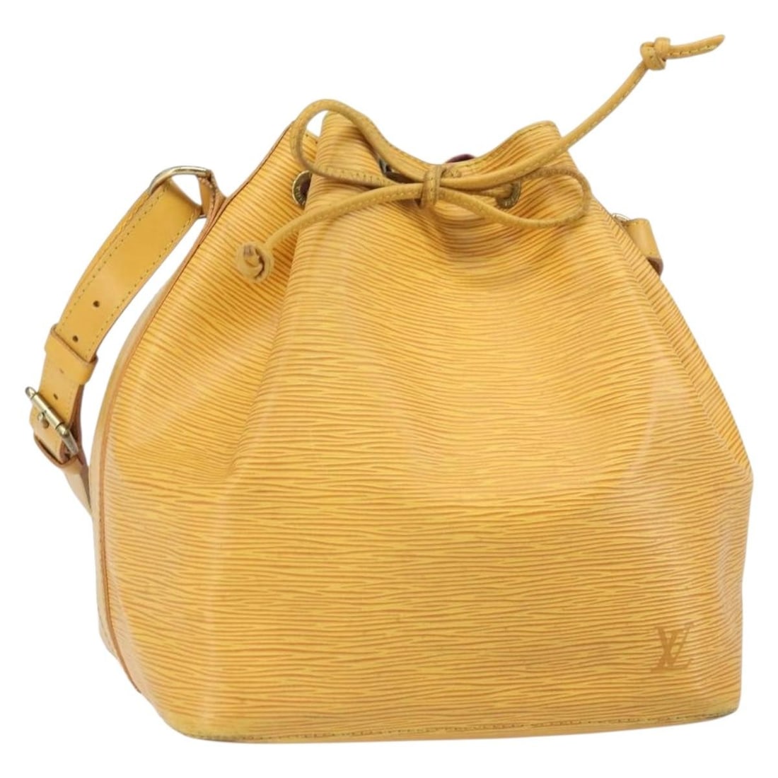 Louis Vuitton Petit Noe Yellow Epi Leather Shoulder Bag M44109: Louis Vuitton Petit Noe Yellow Epi Leather Shoulder Bag M44109 Louis Vuitton Epi Petit Noe shoulder bag in yellow Epi leather. Made in France, this bag features a shoulder strap with an approximate dr