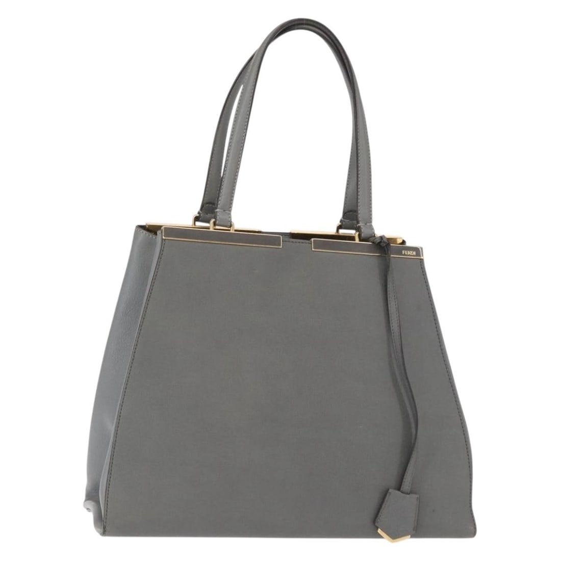 FENDI Trois Jules 2-Way Leather Hand Bag Gray Gold Italy Auth: FENDI Trois Jules 2-Way Leather Hand Bag Gray Gold Italy Auth This Fendi Trois Jules Hand Bag exudes elegance with its gray leather exterior complemented by gold accents. Crafted in Italy, this stylis