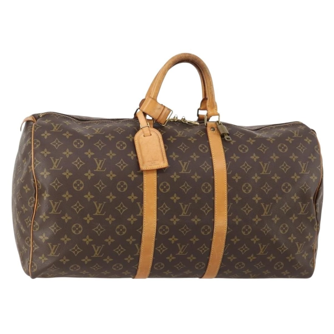 Louis Vuitton Keepall 55 Monogram Canvas Boston Bag M41424: Louis Vuitton Keepall 55 Monogram Canvas Boston Bag M41424 Louis Vuitton Monogram Keepall 55 Boston Bag in Monogram Canvas, made in France. This bag features the classic Monogram pattern and comes wit