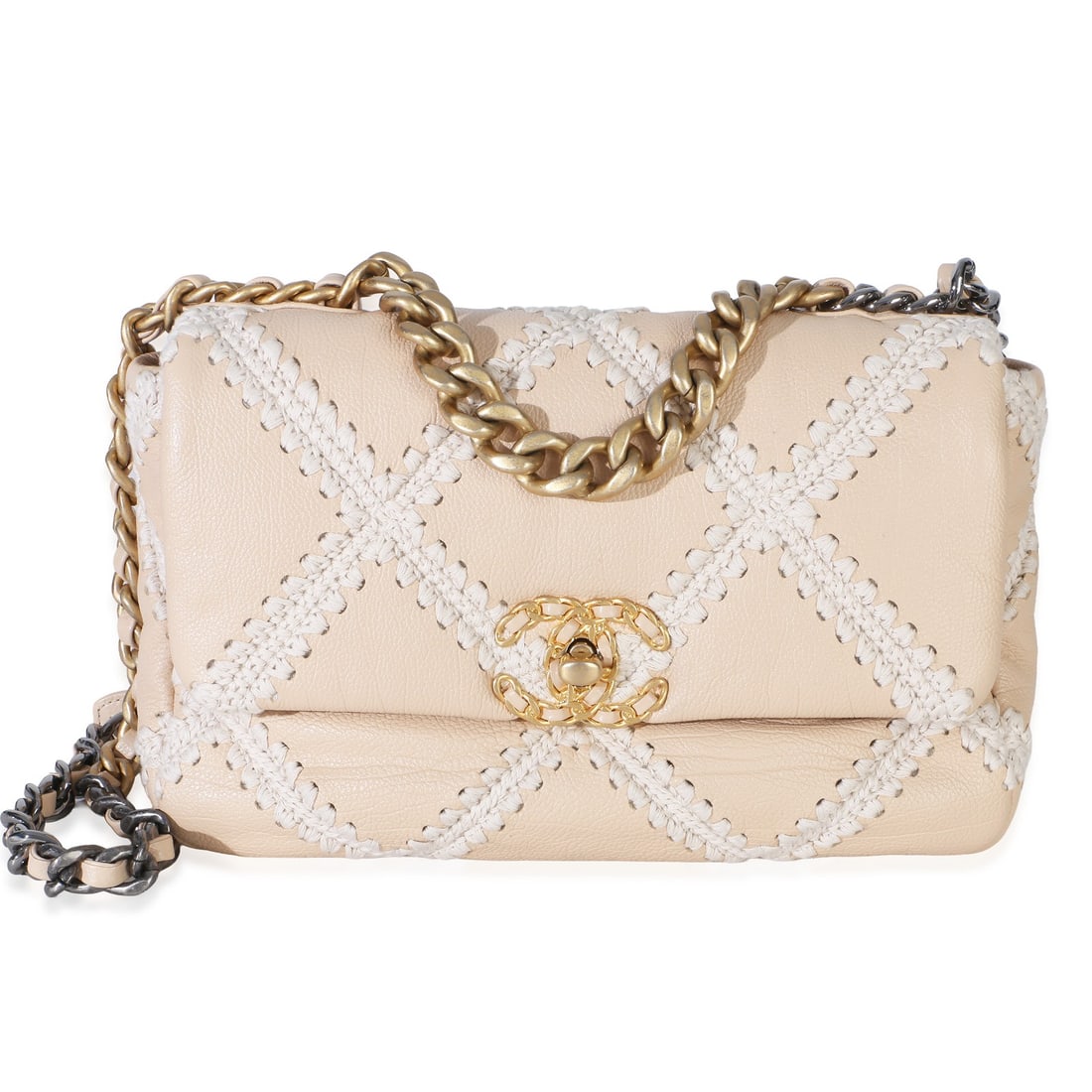 Chanel Medium Chanel 19 Flap Shoulder Bag Beige Leather (1 of 9)