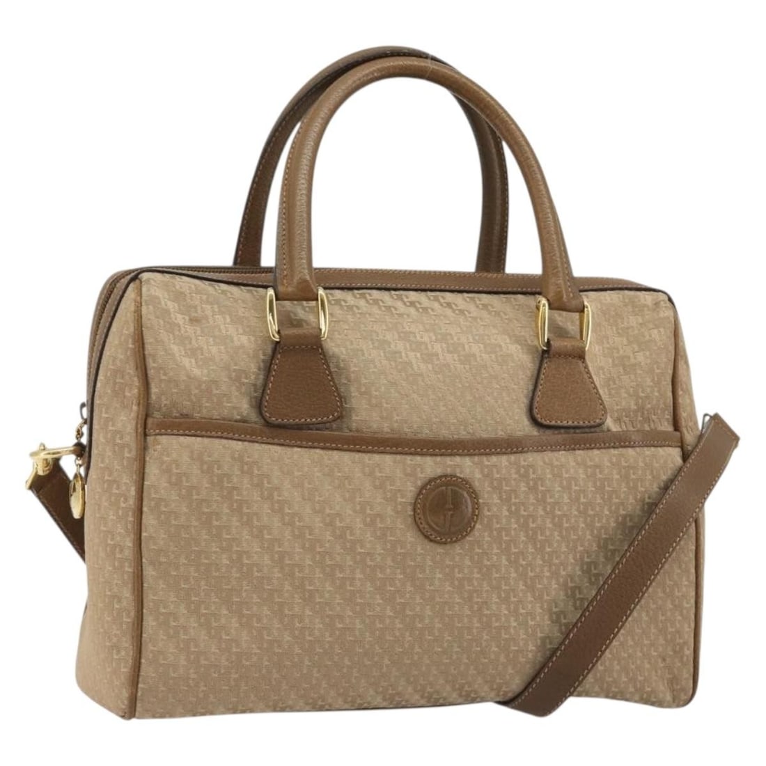 Gucci 000 58 0256 Canvas 2way Handbag Beige Gold Strap: Gucci 000 58 0256 Canvas 2way Handbag Beige Gold Strap Gucci beige and gold canvas 2-way handbag made in Italy. It includes a shoulder strap and features a hand bag style with a 2-way design. The item