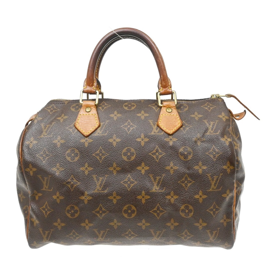 Louis Vuitton Speedy 30 Monogram Canvas Satchel M41526: Louis Vuitton Speedy 30 Monogram Canvas Satchel M41526 Vintage Louis Vuitton Speedy 30 handbag in Monogram canvas with leather double handles and a zip closure. This women's satchel/top handle bag fea
